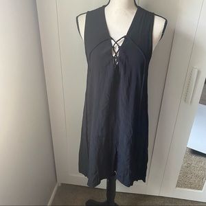 Elan Cut Front Black Midi Dress Size M